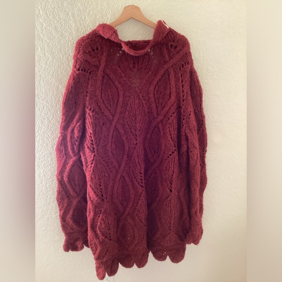 Rowan Alizarin Red Burgundy Sweater Coat Cardigan by Martin Storey No belt Open - Picture 4 of 7